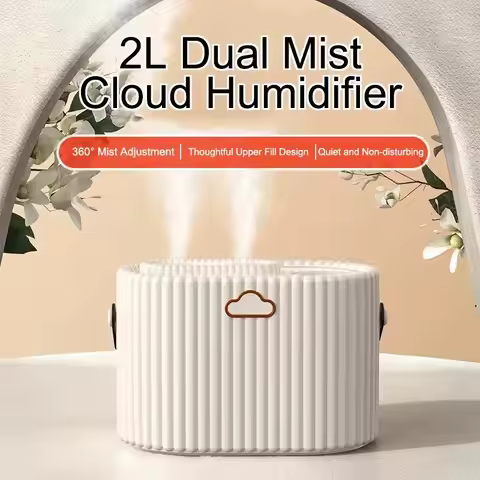 2L Large Capacity Humidifier Dual Mist Ports Humidifier Auto Shut-Off Air Humidifier USB Humidifier 