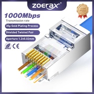 Zoerax Gold Plated EZ To Crimp RJ45 Cat6 Pass Through Connectors (10 Pcs)