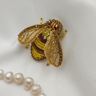 時尚刺繡串珠金蜜蜂時尚胸針