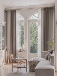 2入組厚絨絨布窗簾,採用高端遮光面料,豪華現代極簡風格,適用於客廳及臥室,奶茶色