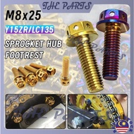 Y15ZR LC135 Sprocket Screw Footrest Screw Skru M8x25 Spoket Screw Titanium Gold Sprocket Hub Screw F
