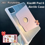 Case XiaoMi Pad 6 360 Swivel Tablet Case Clear Crystal Clear Acrylic Autolock Folding Case Holder Fo