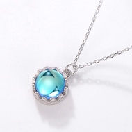 MIRASON Luxury Ocean Blue Jade Women's Silver Necklace DC015