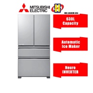 Mitsubishi Refrigerator (630L/Glass Stellar Silver) Inverter Automatic Ice Maker Multi-Door Fridge MR-LX68EM-GSL