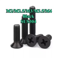 In Stock Black 304 Stainless Steel Phillips Countersunk Head Screw、Screw、 Cross Recessed Fastener Ru