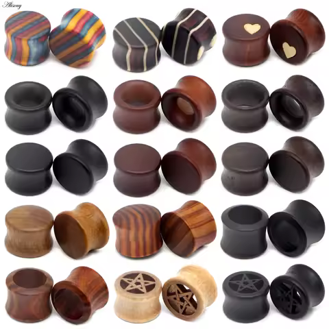 8-50mm Plugs and Tunnels Big Size Ear Tunnel Earrings Ear Stretcher Wood Expander Men Ear Piercing B