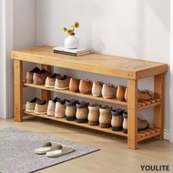 YOULITE Shoe Bench Simple Bamboo Storage Shoe Rack Home Can Sit Shoe Rack Bench