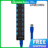 ยนคอรน USB 3.0 ฮบ USB 7 พอรต แบบไมใชไฟฟา (พรอมสวตชแยกแตละพอรต)