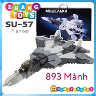 Su-57 Flanker Fighter aircraft puzzle assembled with 893 pieces Minifigures Sluban M38-B0986
