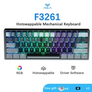 AULA 61 Keys Hot-swappable RGB Backlit Mechanical Detachable Type-C Wired Gaming Keyboard F3261