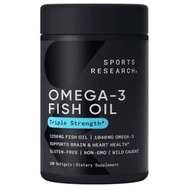 全館免運 Sports Research TG型 Omega-3 FISH OIL 三倍功效 高濃度魚油 180顆