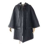 TAE ASHIDA TC2708 疊層滾邊設計連帽外套/斗篷，深灰色，M碼，日本製造，正品，女款，成色極佳。