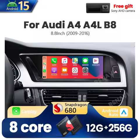 Qualcomm Snapdragon 680 Android 15 For AUDI A4 4AL B8 2009-2016 Car Radio Multiledia layers Wireless