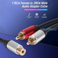 NEW Y Adapter RCA 1 Female to 2 Male Splitter Cable for Audio Amplifier Subwoofe [countless.sg]