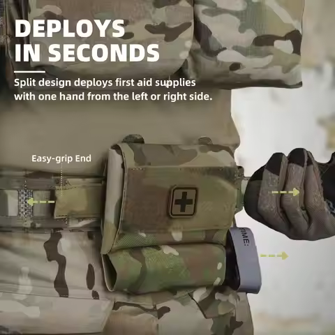2-in-1 Micro Med Kit Medical Pouch, Tactical Mini First Aid IFAK Pouch with Tourniquet Holder, Empty