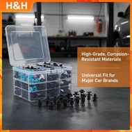 【H&H】 680PCS Bumper Clips Car Retainer Clips Plastic Fasteners Kit Auto Body Push Rivets
