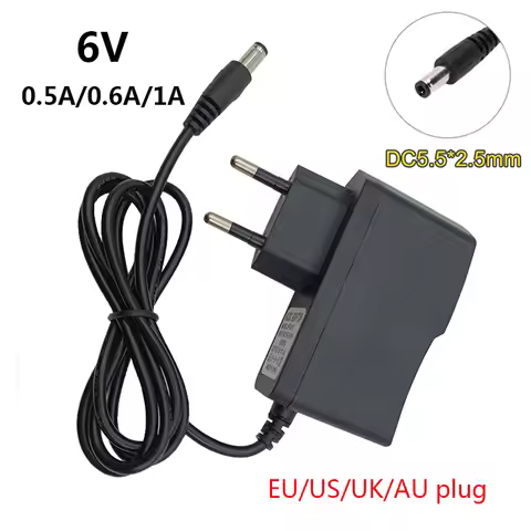 6v dc Power Supply au uk 6 Volt Adapter dc 6v 600ma 600mah 600 ma 6v 0.6a 0.5a 1A Source 500ma 500ma