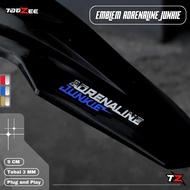 Acrylic 3D Mirror Motorcycle Emblem Sticker with ADRENALINE JUNKIE TAGZEE Writing