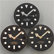 BLIGER 29mm Matte Black Dial Gold Rose Gold Silver Time Mark Dial Face With Watch Hand Set Green Lum