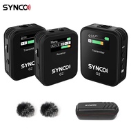 SYNCO G2(A2) 1-Trigger-2 2.4G Wireless Microphone System with 1 Receiver + 2 Transmitters + 2 Lavalier Microphones 150M Transmission Range TFT Screen 3.5mm Plug for Smartphone Camera Camcorder Vlog Live Streaming Interview Video Recording