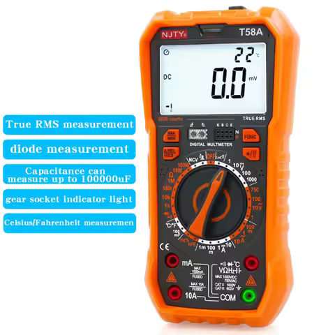 NJTY 58A Multimeter High-Precision Digital Display Smart Burn-Proof Household Electrician Capacitanc