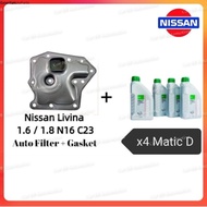 AUTO Gearbox Filter Gasket Set Nissan Livina 1.6 / 1.8 N16 C23 (High Quality)+4 bottles nissan atf M