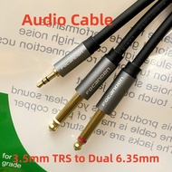 3.5 mm to 2 x 6.35 mm Cable 15ft 1/8 to 1/4 Stereo Cable 1/8 inch Male Stereo to Dual 1/4 Mono Male 