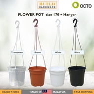OCTO Flower Pot size 170 (Diameter 16.8cm) + Flower Pot Hanger / Pasu Bunga+Tali Pasu Gantung 塑胶花盆+花盆吊勾