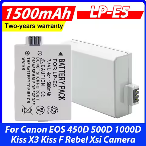 1Pcs 1500mAh 7.4V LP-E5 LPE5 LP E5 Camera Battery for Canon EOS 450D 500D 1000D Kiss X3 Kiss F Rebel