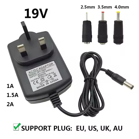 AC DC 19V Power Adapter 1A 1.5A 2A 19V Power Supply 19V AC DC Adaptor Universal UK AU EU US DC4.0mm 