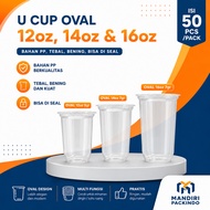 Oval Plastic Cup 12oz 14oz 16oz | Thick Plastic Drink Cup | Contents 50 Pcs