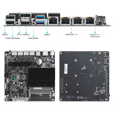 SZBOX J4125 NAS Motherboard 6 Bay NAS Board 4 Intel i226-V 2.5G 2 M.2 NVMe ASM1064 Chip 6 SATA3.0 2*