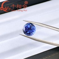 Round shape Diamond cut Lab Grown Cornflower Blue Sapphire corundum loose gemstone With Visible Incl