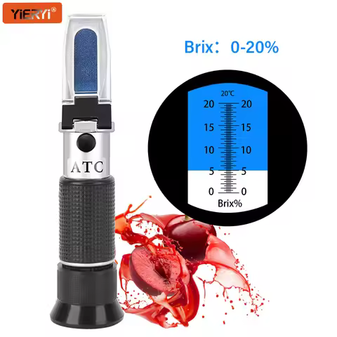YIERYI Brix Refractometer 0-20% ATC Handheld Juice Beer Wine Sugar Tester Portable Fruit Diluted Jam