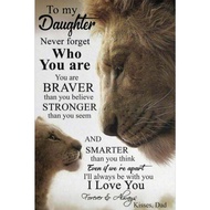 To My Daughter Painting Poster Lion Father and Daughter Inspiration Quotes Print Art Home Wall Decor