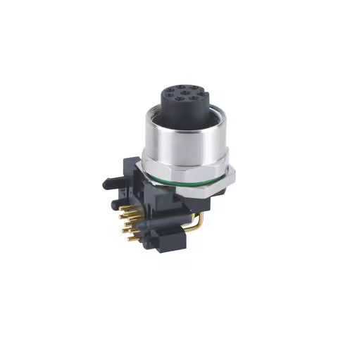 A Coded Female Connector Panel Front Side Fastening M12 12Pin Black Xlr Female 7 Pin Water Proof Mal