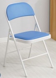 ONE - 時尚彩色摺椅（加強鋼板底座雙層海綿白腿藍色）#(ONE)