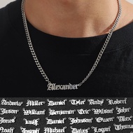 1pc Stainless Steel English First Name Last Name Men's Pendant Necklace Suitable for Party Wearing C