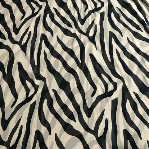 1 meter 100% Mulberry Silk 12 momme georgette Silk Thin Fabric zebra printed 135cm 52.7" wide by the