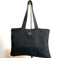 【日本直送 PRADA 普拉達 托特包 黑色 三角標誌 尼龍 vintage 古著 4zvity】