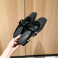 777-P1 Mesh 2026 Summer New Style Square Toe Shoes Thick Heel Middle Heel Rhinestone Women's Shoes L