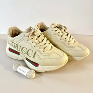 Gucci Rhyton 米白色 皮革 復古 腰帶 36.5號 老爹鞋 運動鞋