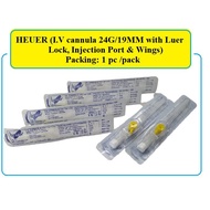 HEUER (I.V.CANNULA 24G/19MM WITH LUER LOCK, PORT & WINGS) , *Packing: 1 PC /PACK* , IV CANNULA