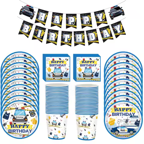 Police Party Plates Napkins Police Birthday Party Tableware Set Police Officer Car Party Decorations