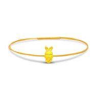 TAKA Jewellery 999 Pure Gold Rabbit Pendant with Cord Bracelet Fu