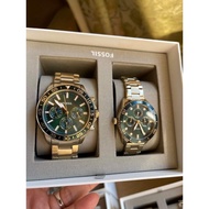 Original fossil logo His and Hers Multifunction Gold-Tone Stainless Steel Watch from DUBLIN IRELAND