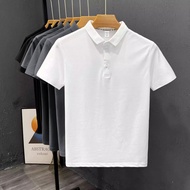 260g pure cotton polo shirt for men white impermeable short-sleeved T-shirt loose lapel T-shirt for2