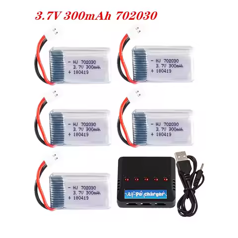 3.7V 300mAh 702030 Lipo Battery With Charger For Udi U816 U830 F180 E55 FQ777 FQ17W Hubsan H107 Syma