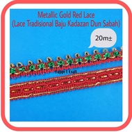 Metallic Gold Red Lace/ Renda Warna Emas Merah/ Lace Tradisional Baju Kadazan Dusun Sabah