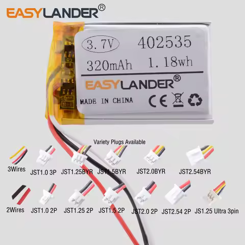 Variety Plugs 402535 3.7V 320mAh Rechargeable Lithium Lipo Li-ion Polymer Battery